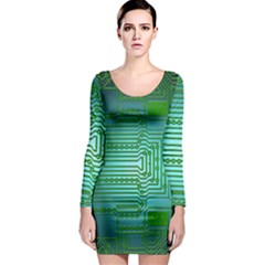 Cross Crossing Crosswalk Line Walk Long Sleeve Bodycon Dress