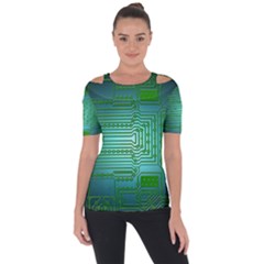 Cross Crossing Crosswalk Line Walk Shoulder Cut Out Short Sleeve Top