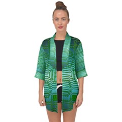 Cross Crossing Crosswalk Line Walk Open Front Chiffon Kimono