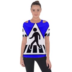 Cross Crossing Crosswalk Line Walk Shoulder Cut Out Short Sleeve Top by HermanTelo