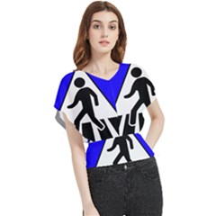 Cross Crossing Crosswalk Line Walk Butterfly Chiffon Blouse