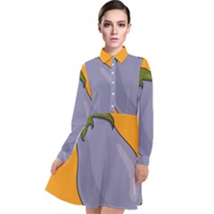 Eggplant Fresh Health Long Sleeve Chiffon Shirt Dress by Mariart