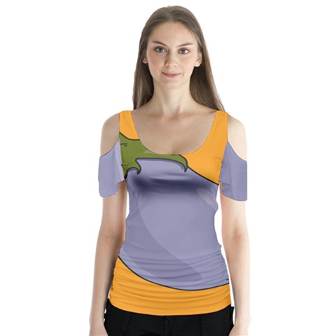 Eggplant Fresh Health Butterfly Sleeve Cutout Tee  by Mariart