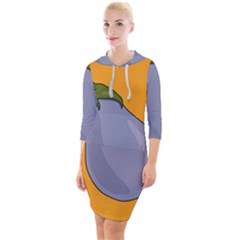 Eggplant Fresh Health Quarter Sleeve Hood Bodycon Dress by Mariart