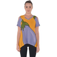 Eggplant Fresh Health Cut Out Side Drop Tee by Mariart