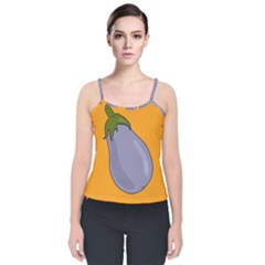 Eggplant Fresh Health Velvet Spaghetti Strap Top