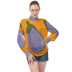 Eggplant Fresh Health High Neck Long Sleeve Chiffon Top