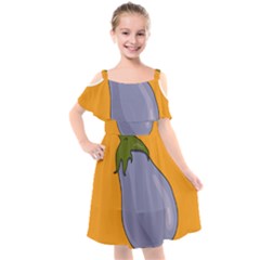 Eggplant Fresh Health Kids  Cut Out Shoulders Chiffon Dress