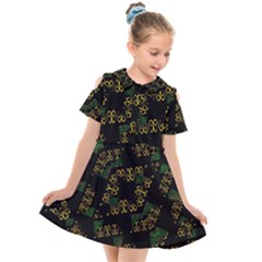 Modern Geometric Print Kids  Short Sleeve Shirt Dress by dflcprintsclothing