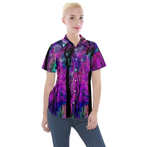 Fairytale Forest Women s Short Sleeve Pocket Shirt by augustinet