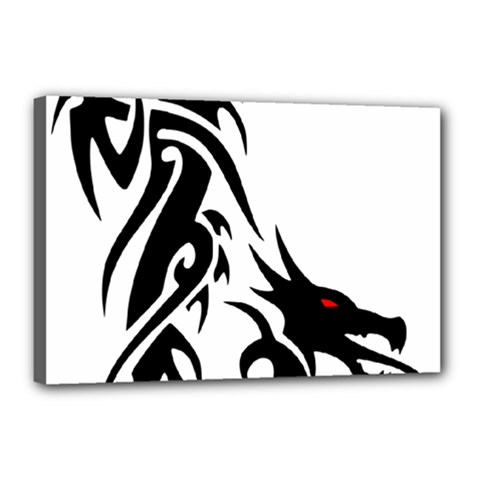 Black Dragon Animal Canvas 18  X 12  (stretched) by HermanTelo