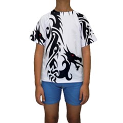 Black Dragon Animal Kids  Short Sleeve Swimwear