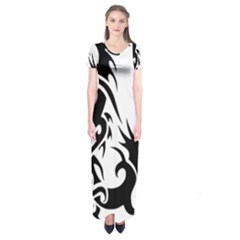 Black Dragon Animal Short Sleeve Maxi Dress