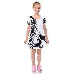 Black Dragon Animal Kids  Short Sleeve Velvet Dress