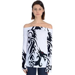 Black Dragon Animal Off Shoulder Long Sleeve Top