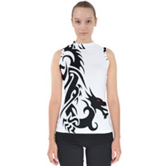 Black Dragon Animal Mock Neck Shell Top