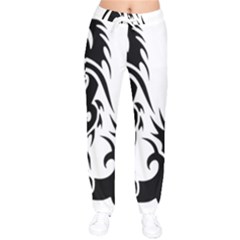 Black Dragon Animal Women Velvet Drawstring Pants