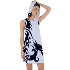 Black Dragon Animal Racer Back Hoodie Dress