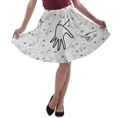 Hands Reference Art Drawing A-line Skater Skirt by Mariart