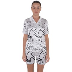 Hands Reference Art Drawing Satin Short Sleeve Pyjamas Set by Mariart