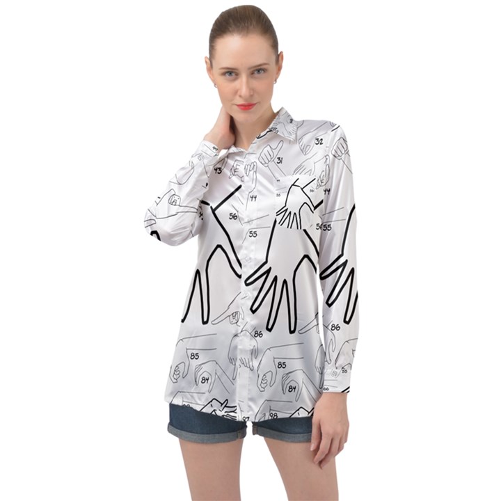 Hands Reference Art Drawing Long Sleeve Satin Shirt