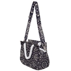 Modern Baroque Print Rope Handles Shoulder Strap Bag