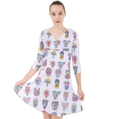 Female Reproductive System  Quarter Sleeve Front Wrap Dress