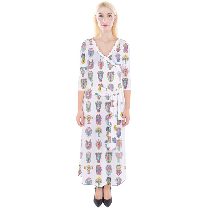 Female Reproductive System  Quarter Sleeve Wrap Maxi Dress