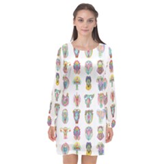 Female Reproductive System  Long Sleeve Chiffon Shift Dress 