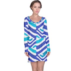 Colored Abstract Print1 Long Sleeve Nightdress by dflcprintsclothing