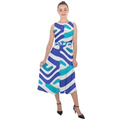 Colored Abstract Print1 Midi Tie-back Chiffon Dress by dflcprintsclothing