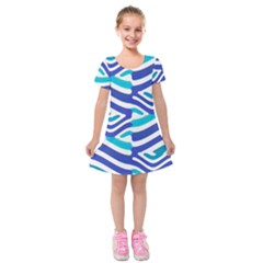 Colored Abstract Print1 Kids  Short Sleeve Velvet Dress