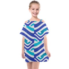 Colored Abstract Print1 Kids  One Piece Chiffon Dress by dflcprintsclothing