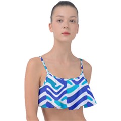 Colored Abstract Print1 Frill Bikini Top