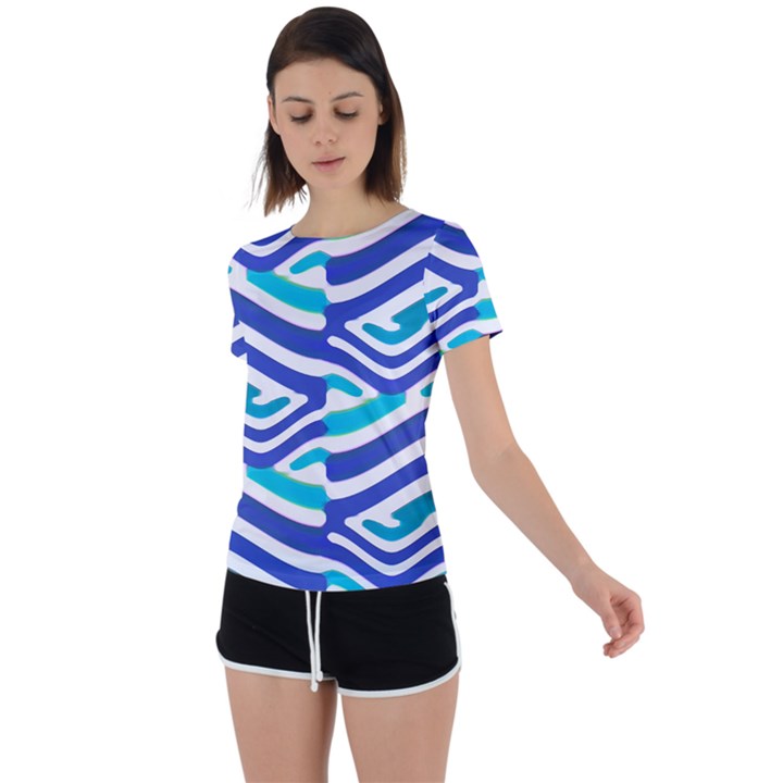 Colored Abstract Print1 Back Circle Cutout Sports Tee