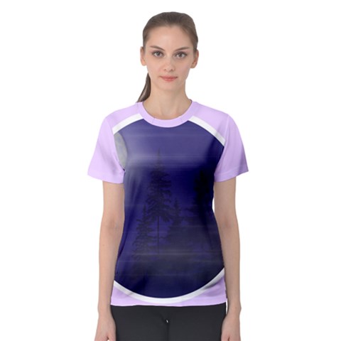 Landscape Sticker Merch - Hill Moonlight Women s Sport Mesh Tee by LandscapeStickerMerch