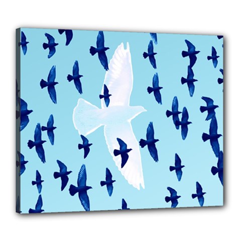 Illustrations Birds Flying Canvas 24  X 20  (stretched) by HermanTelo