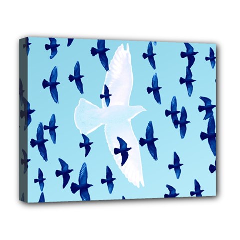 Illustrations Birds Flying Deluxe Canvas 20  X 16  (stretched)