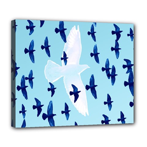 Illustrations Birds Flying Deluxe Canvas 24  X 20  (stretched)