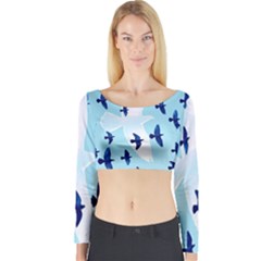 Illustrations Birds Flying Long Sleeve Crop Top