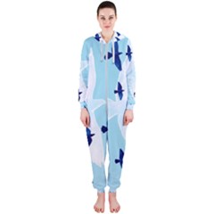 Illustrations Birds Flying Hooded Jumpsuit (ladies) 