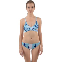 Illustrations Birds Flying Wrap Around Bikini Set