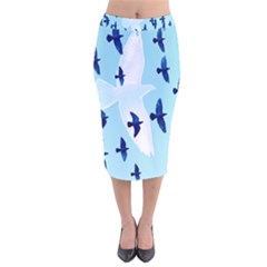 Illustrations Birds Flying Velvet Midi Pencil Skirt