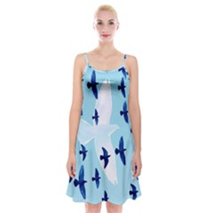 Illustrations Birds Flying Spaghetti Strap Velvet Dress