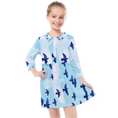 Illustrations Birds Flying Kids  Quarter Sleeve Shirt Dress