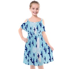 Illustrations Birds Flying Kids  Cut Out Shoulders Chiffon Dress by HermanTelo