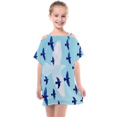 Illustrations Birds Flying Kids  One Piece Chiffon Dress