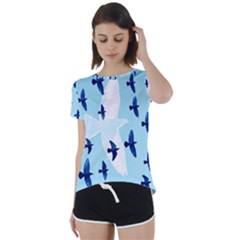 Illustrations Birds Flying Short Sleeve Foldover Tee