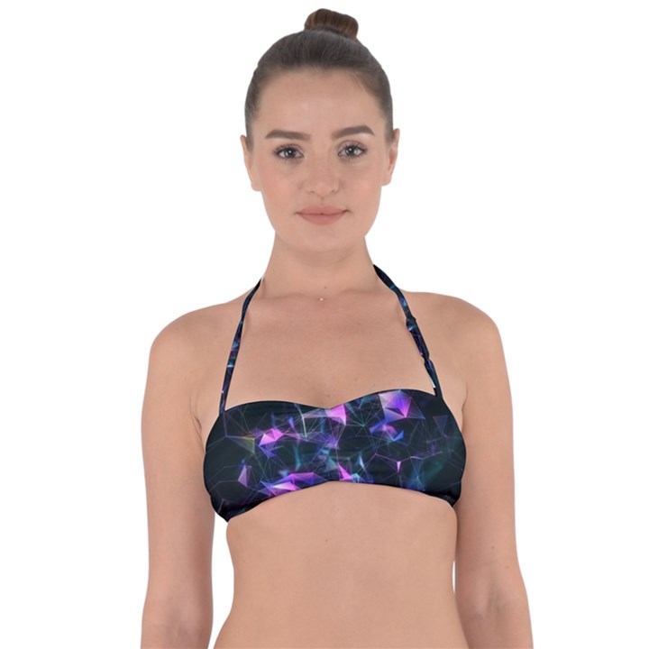 Abstract Atom Background Halter Bandeau Bikini Top