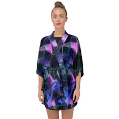 Abstract Atom Background Half Sleeve Chiffon Kimono